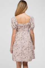 Dusty Mauve Floral Sweetheart Neck Maternity Dress