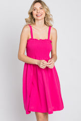 Fuchsia Smocked Top Square Neck Dress