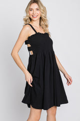 Black Smocked Top Square Neck Dress