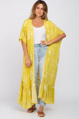 Yellow Floral Paisely Ruffle Hem Maternity Cover-up