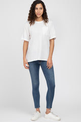 White Oversized Pocket Front Short Sleeve Top