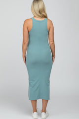 Mint Green Racerback Basic Maternity Midi Dress