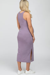 Lavender Racerback Basic Maternity Midi Dress