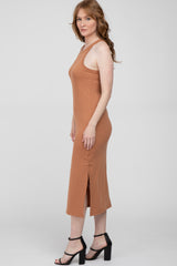 Camel Racerback Basic Midi Dress