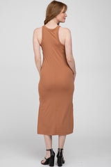 Camel Racerback Basic Midi Dress