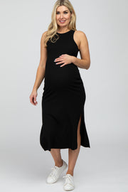 Black Racerback Basic Maternity Midi Dress