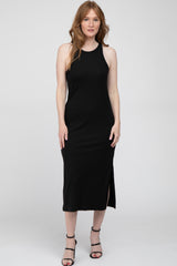 Black Racerback Basic Maternity Midi Dress