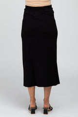 Black Wrap Maternity Midi Skirt