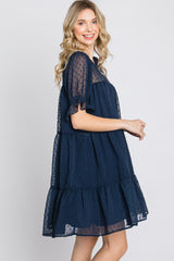 Navy Swiss Dot Tiered Dress