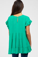 Emerald Green Ruffle Sleeve Tiered Top