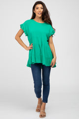 Emerald Green Ruffle Sleeve Tiered Top