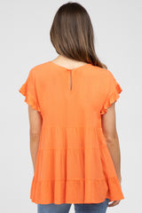 Orange Ruffle Sleeve Tiered Maternity Top