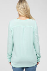 Mint Green Long Sleeve Front Pocket Maternity Top