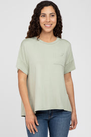 Light Olive Pocket Front Short Sleeve Top