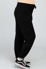 Black Drawstring Maternity Crop Pants