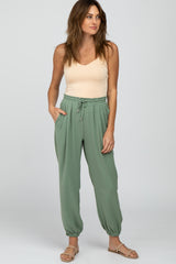 Olive Drawstring Crop Pants