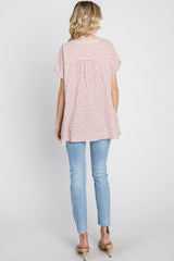 Pink Floral Raw Hem Cuffed Top