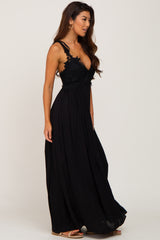 Black Crochet Lace Maxi Dress