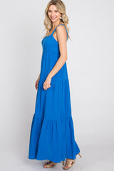 Blue Sleeveless Ruffle Tiered Maxi Dress