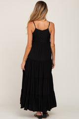 Black Tiered Maternity Maxi Dress