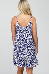 Blue Abstract Print Maternity Dress