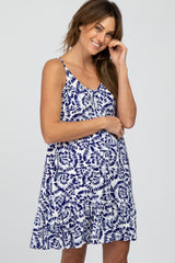 Blue Abstract Print Dress