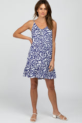 Blue Abstract Print Dress