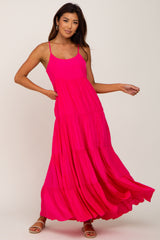 Fuchsia Tiered Maternity Maxi Dress