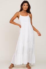 Ivory Tiered Maternity Maxi Dress