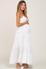 Ivory Tiered Maternity Maxi Dress