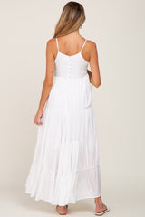 Ivory Tiered Maternity Maxi Dress