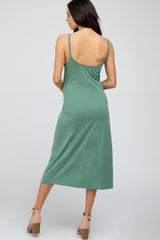 Green Sleeveless Maternity Midi Dress