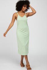 Light Olive Sleeveless Midi Dress