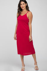 Red Sleeveless Midi Dress