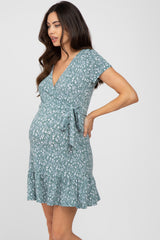 Jade Floral Wrap Maternity Dress