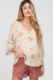 Rust Floral Dolman 3/4 Sleeve Maternity Top