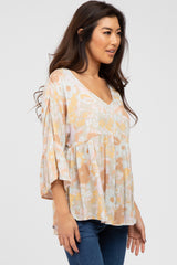 Rust Floral Dolman 3/4 Sleeve Top