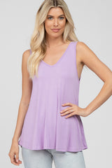 Lavender Basic V-Neck Maternity Tank Top