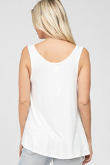 White Basic V-Neck Tank Top