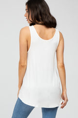 White Basic V-Neck Maternity Tank Top