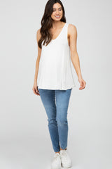 White Basic V-Neck Maternity Tank Top