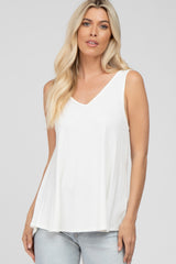 White Basic V-Neck Maternity Tank Top