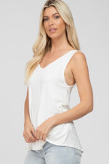 White Basic V-Neck Tank Top