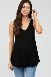 Black Basic V-Neck Maternity Tank Top