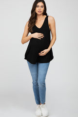 Black Basic V-Neck Maternity Tank Top