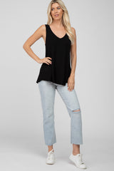 Black Basic V-Neck Tank Top