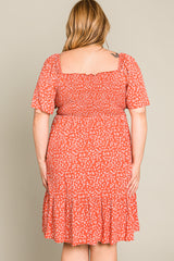 Coral Floral Smocked Plus Dress