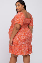 Coral Floral Smocked Maternity Plus Dress