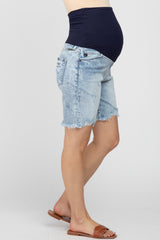 Light Blue Acid Wash Bermuda Maternity Denim Short