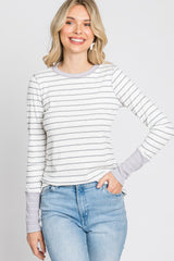 Lavender Striped Long Sleeve Top